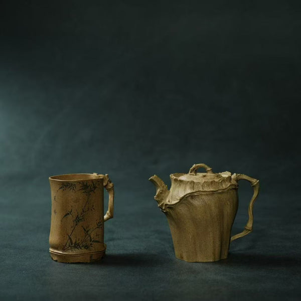 Pure Handcrafted Original Zisha Bamboo Bath Teapot