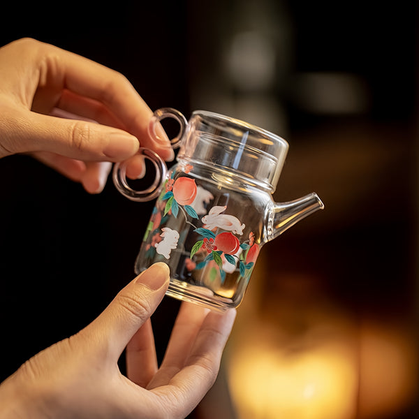 Moon Rabbit Glass Teapot Set